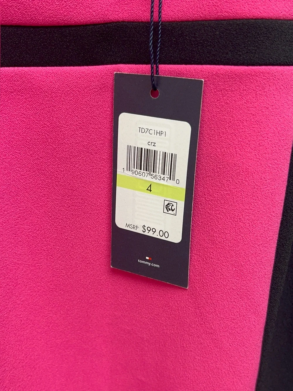 Tommy Hilfiger sleeveless Pink and Black color-block sheath dress NWT Size 4 - Picture 3 of 6